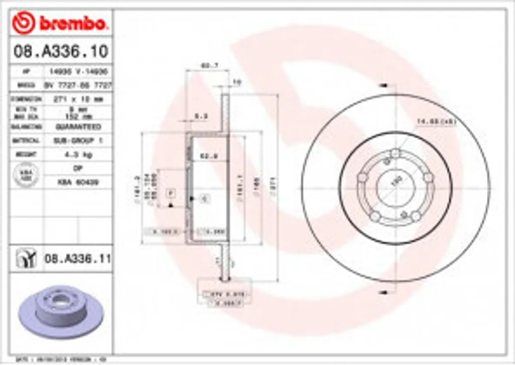 Améliorez votre freinage avec le disque Brembo 08.A336.11 Toyota Avensis