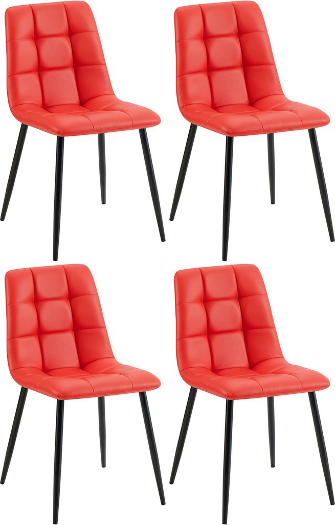 CLP 4er Set Esszimmerstuhl Antibes Kunstleder rot