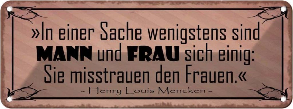 vianmo Blechschild 10x27 cm Mann und Frau misstrauen Frauen Spruch Zitat