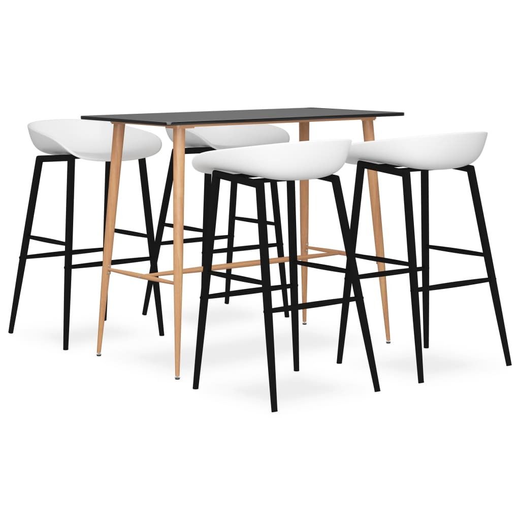 (Angebot 2026)5-tlg. Bar-Set mit modernem Design - Esstisch mit 4 Stühlen, Schwarz und Weiß GermanyMöbel 86519 - Esszimmer