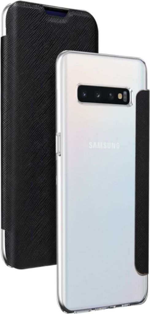 BigBen Connected, Samsung Galaxy S10 Folio Stoßfestes Hülle mit integriertem Kartenhalter, Transparentes Schwarz