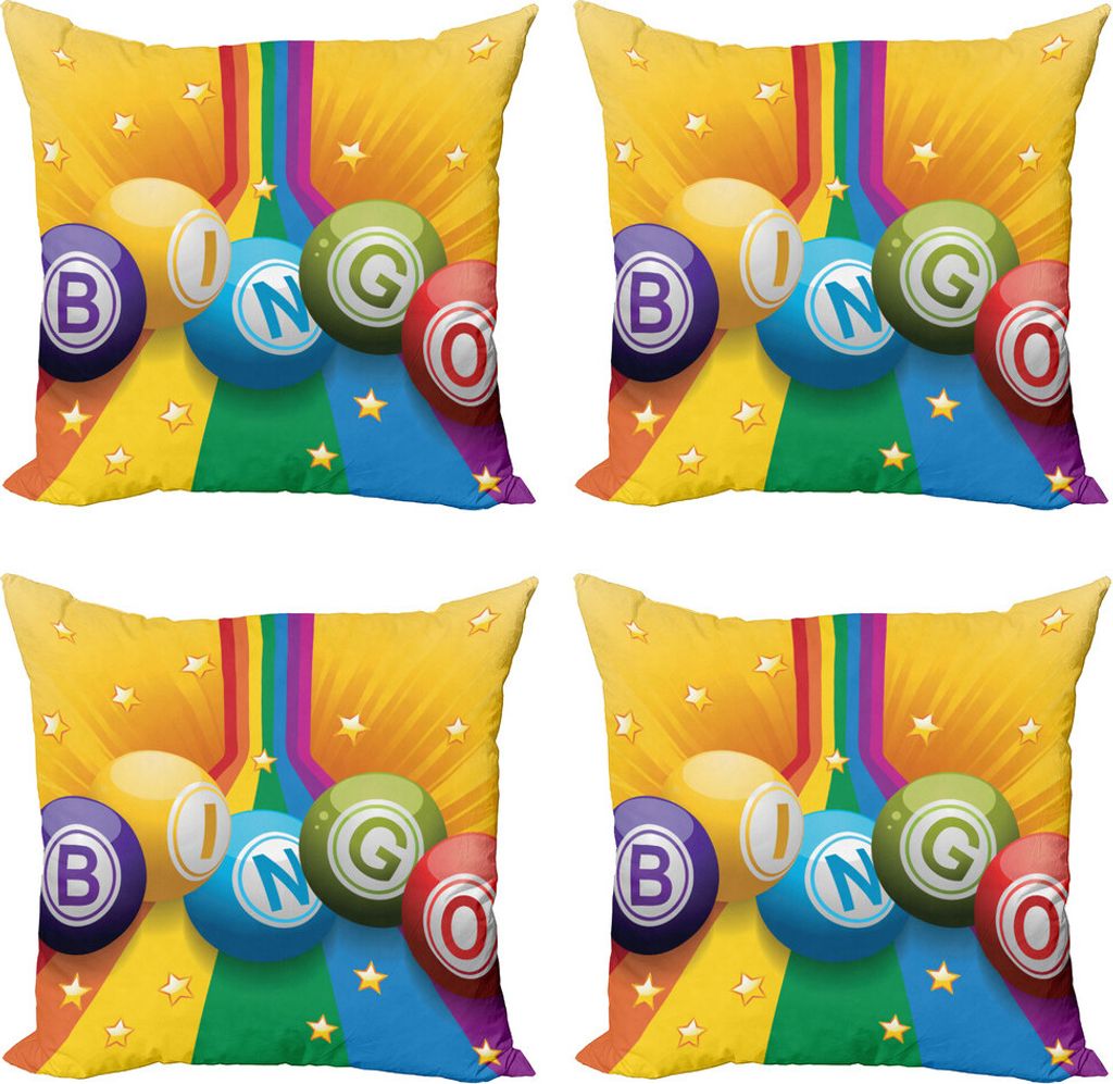 ABAKUHAUS Bingo Kissenbezug Set (4 Stück), Bunte Kugeln Regenbogen, Moderner Doppelseitiger Digitaldruck, 50 cm x 50 cm, Mehrfarbig
