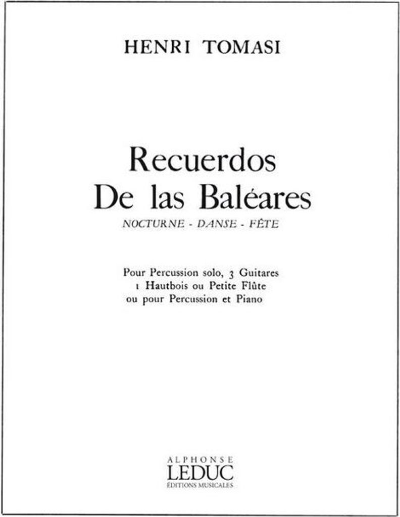 Recuerdos de las Baleares pour percussion et piano