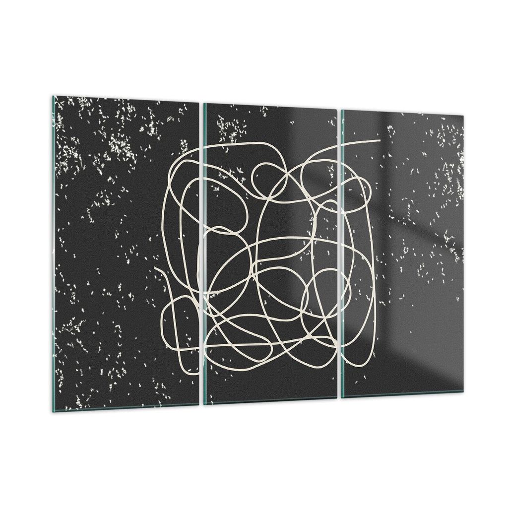 Bilder auf glas - 3 Teile - Modern Linie Schwarz - 105x70cm - Glasbilder - Wandbilder - Bilder - zum Aufhängen bereit - Wanddekoration aus Glas - ...
