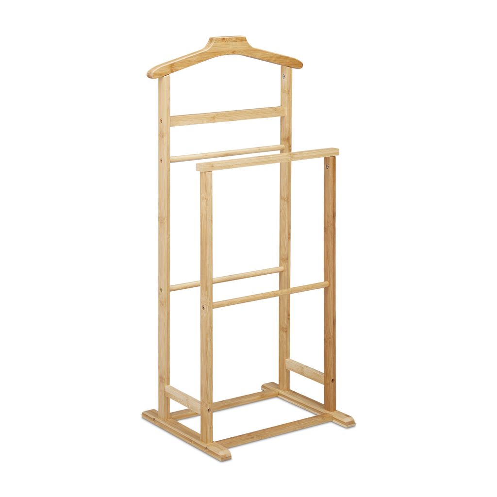 Relaxdays Herrendiener – Mit Kleiderbügel, Halterung & Ablage, HBT: 120 X 45 X 28 Cm, Stahl/MDF