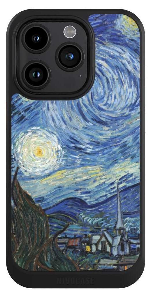 NIVOCASE Hülle für Apple iPhone 15 Pro Handyhülle NIVOcore Case Schwarz Kunst The Starry Night