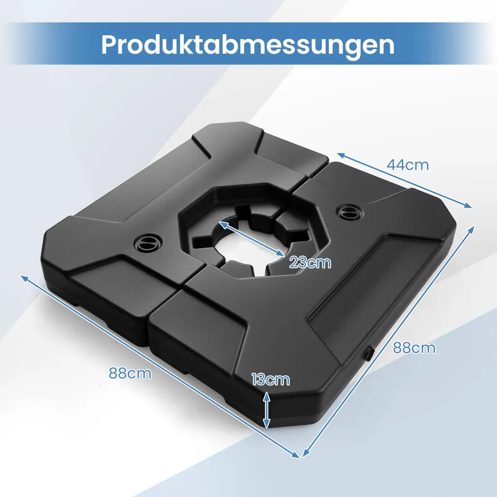 Socle de parasol suspendu lestable 124 kg haute résistance pour extérieur