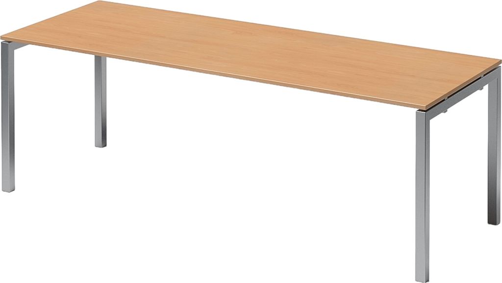 Bisley Cito Schreibtisch U-Gestell fixiert - Gestell: Silber, Nachbildung: Buche, Größe: 220 x 80 cm