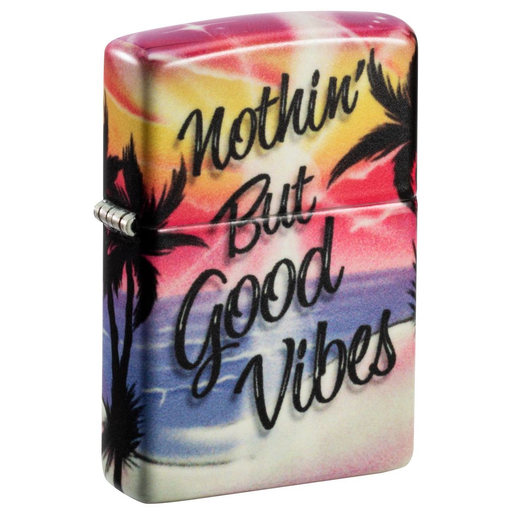 Zippo Sturmfeuerzeug - Good Vibes Design Glow-in-the-Dark - Nachfüllbar für eine lebenslange Verwendung - Geschenkbox - Metallgehäuse - USA