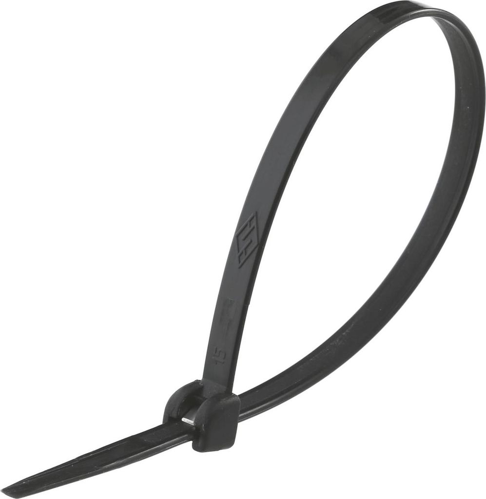 Kabelbinder universell einsetzbar mit Metallzunge VPE 100 Stück Maße L/B/H 200,0mm x 4,8mm, Farbe schwarz - 1 Stück
