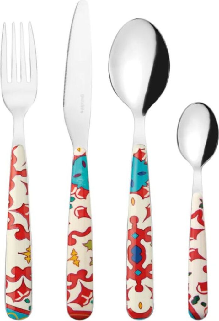 GUZZINI Flower&Lemon Besteck-Set 24-teilig Transparent Rot