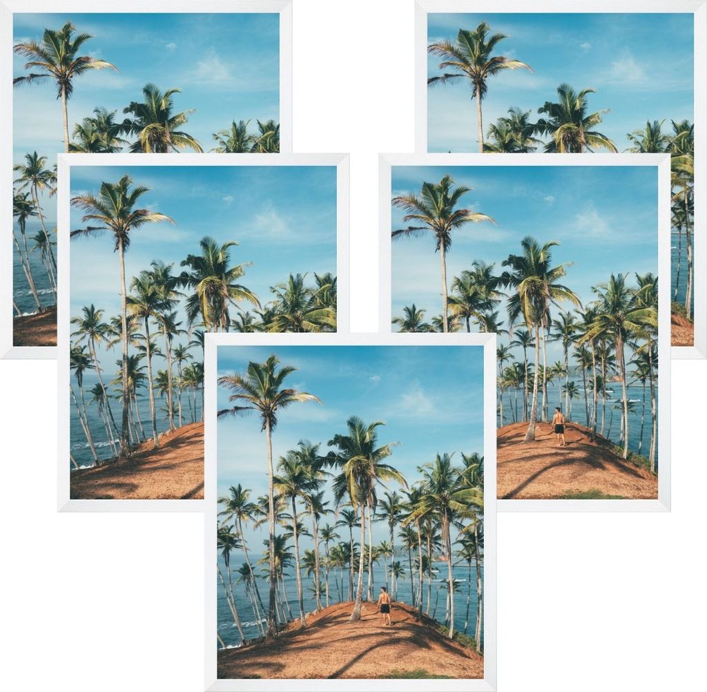 5x Bilderrahmen Fotorahmen Kunststoff weiß 40x50 cm