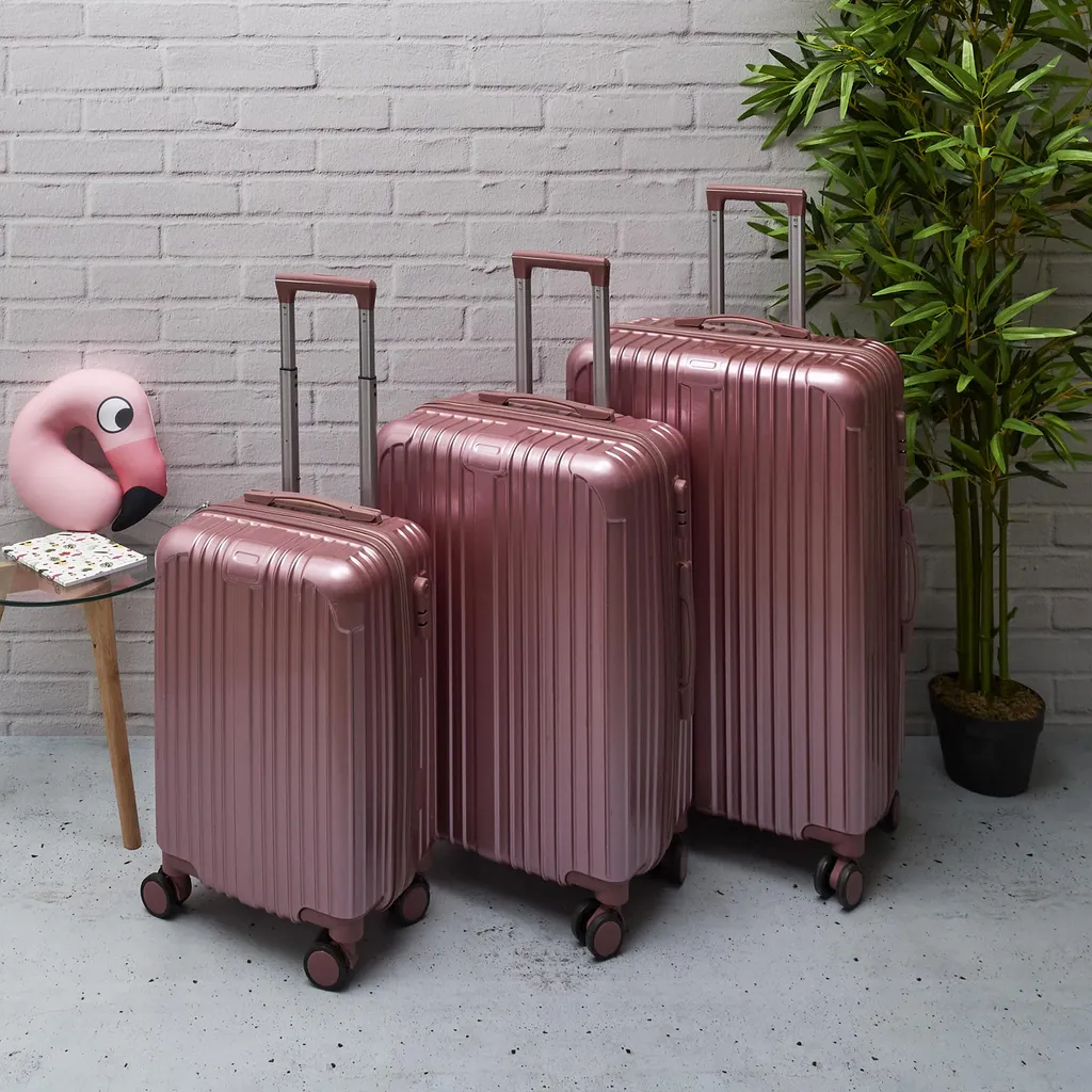 Valise New York Rose M1 Incassable avec Roues 360° - Lot Trio