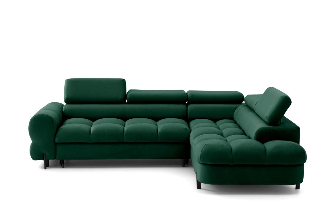 NEXT COLLECTION Ecksofa BOWL L Verstellbare Kopfstützen, Schlaffunktion, Grün, RECHTS
