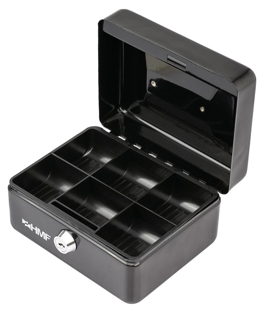 Geldkassette mit Münzeinsatz von HMF mit 15 cm Breite in Schwarz