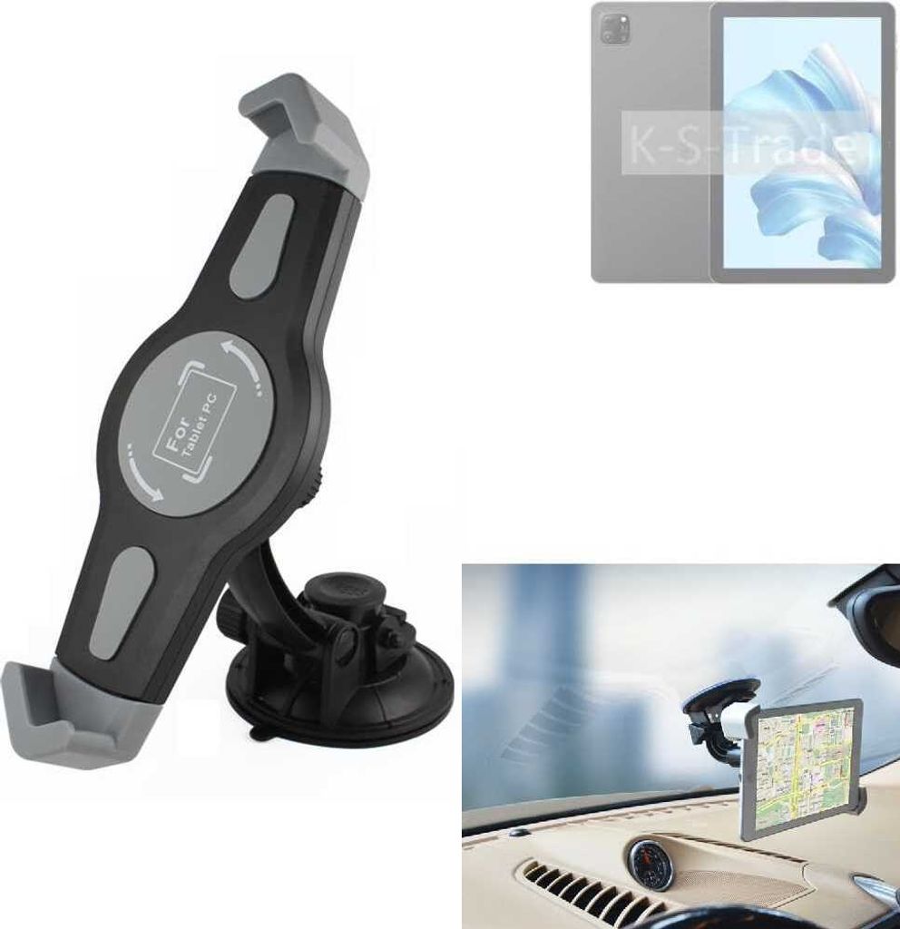 K-S-Trade Scheiben-Halterung für Tablets kompatibel mit Blackview Oscal Pad 60 KFZ Tablet Saugnapf Auto Halterung Windschutzscheibe Holder Halter