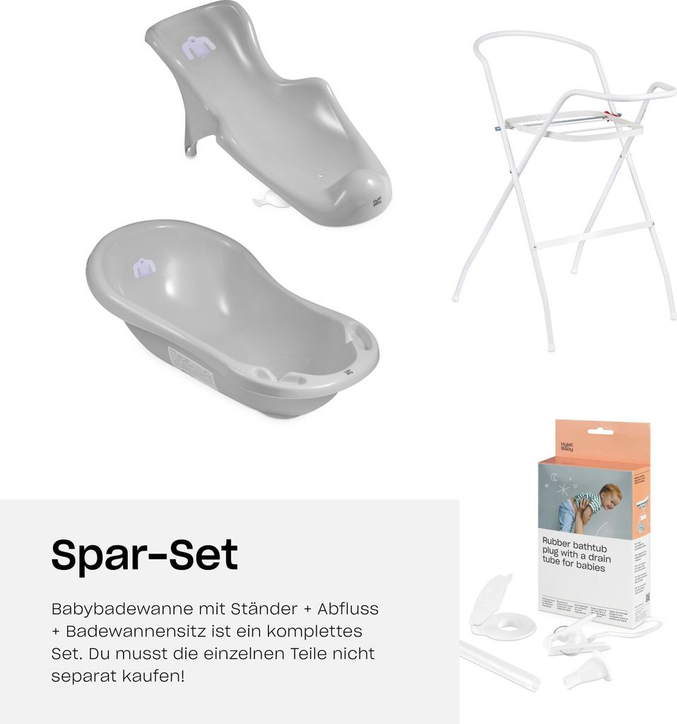 Babywanne, Sitz, Ständer, Abfluss – Grau Produktbild 4