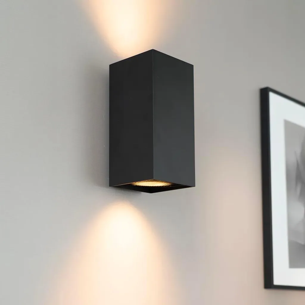 Luminaire mural rectangulaire 10W noir mat pour ampoule GU10 LUSENZ