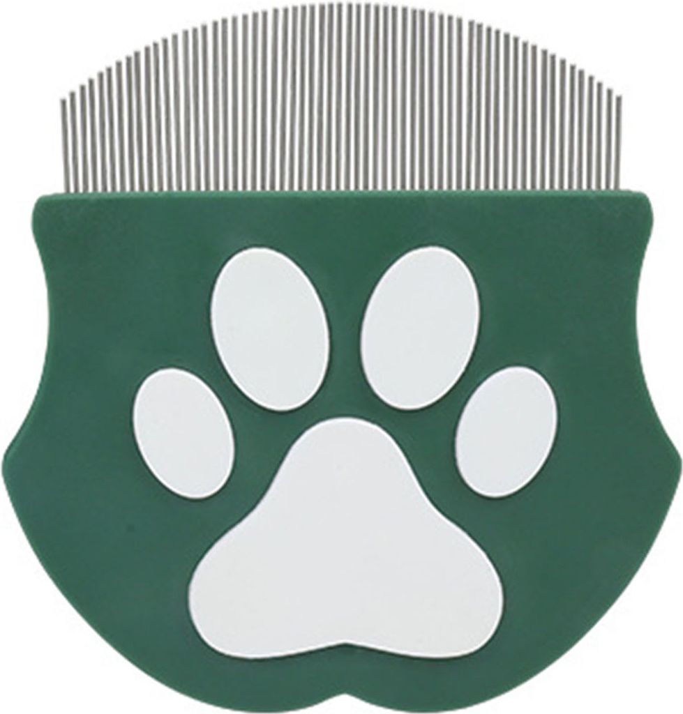 Flohkamm für Haustiere, Werkzeug zur Entfernung von Tränenflecken und Entfilzung, Fellpflegekamm aus Edelstahl für Hunde und Katzen mit abgerund...