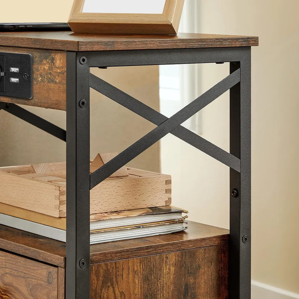 Table d'appoint avec station de charge et rangement discret HOOBRO - 8