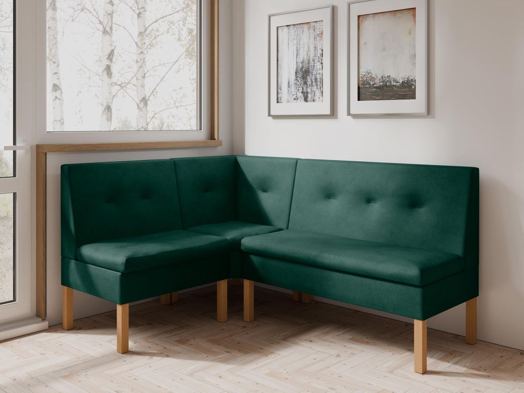 JKG Meble Eckbank fur Essizmmer - Eckbank Küche mit Aufbewahrungsbehälter - Sitzecke Küche - Velours - Essecke - Küchensofa - Grün - 140x200 cm