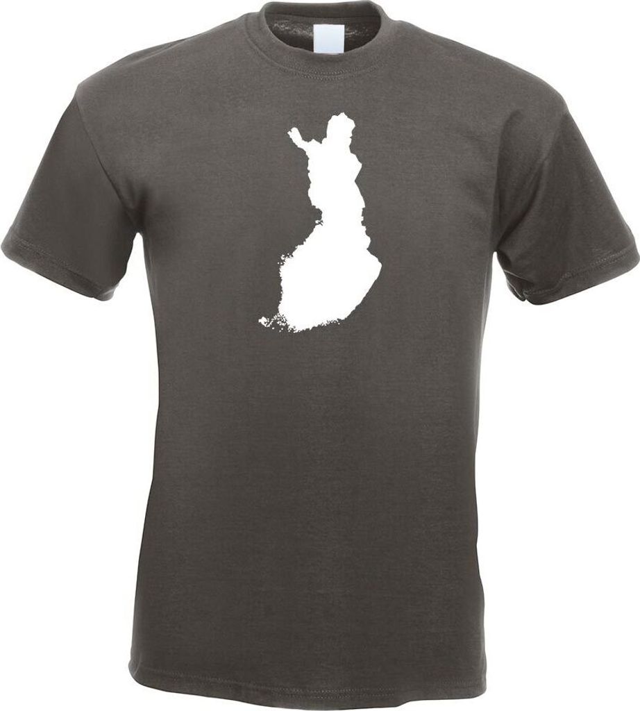 Kiwistar - T-Shirt - Graphit - Finnland Umriss Kontur Herren Funshirt Bedruckt Design Sprüche Spruch Motive - mit Motiv Bedruckt - Funshirt Design...
