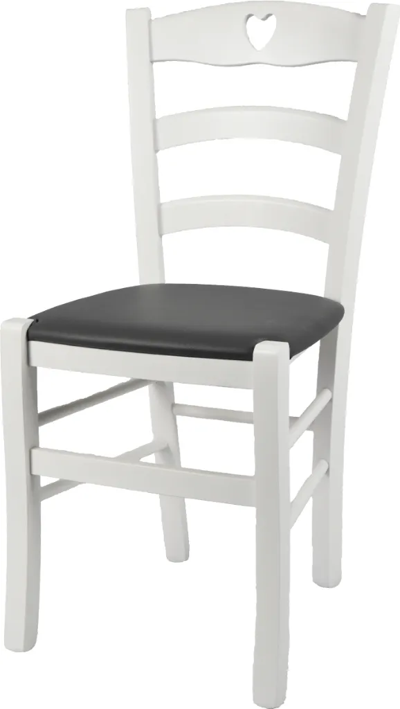 Chaise de Cuisine en Bois Blanc et Assise Grise Tommychairs Cuore