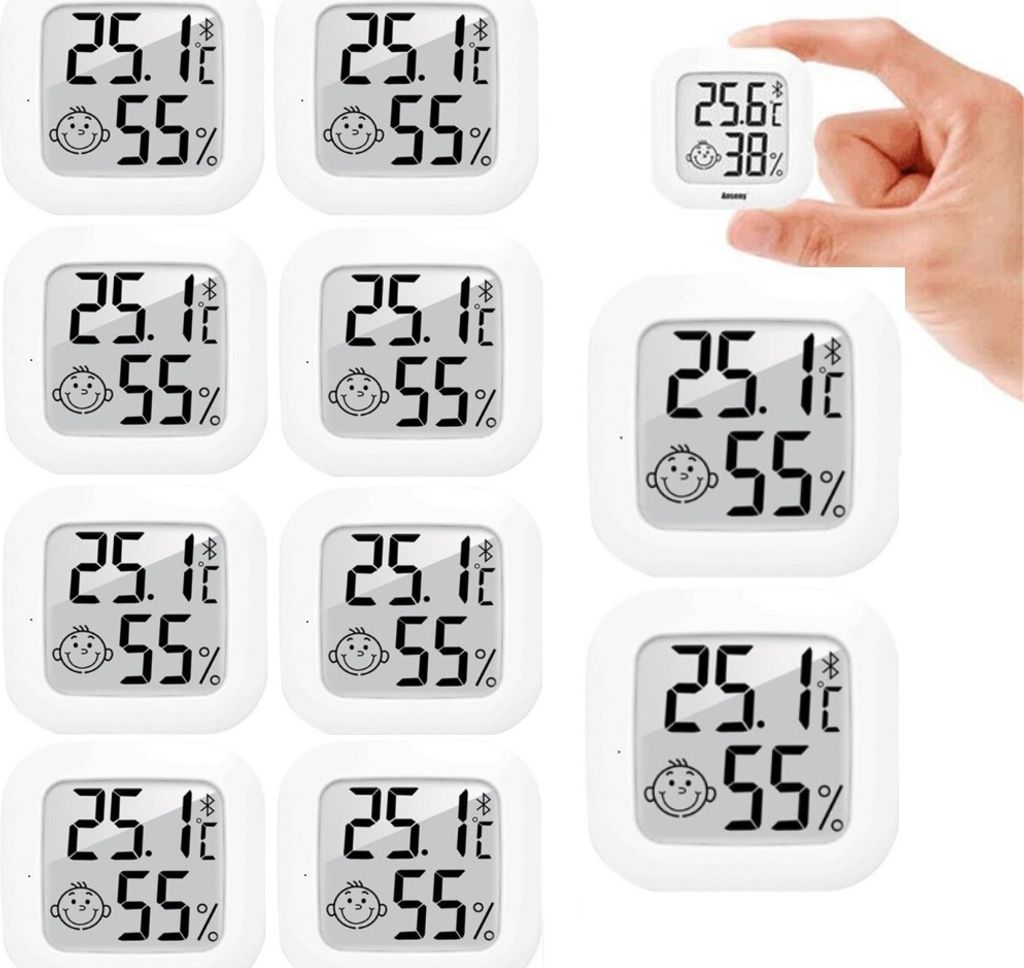 10X DigitalesThermo-Hygrometer für Innenräume, LCD Thermometer Temperatur Luftfeuchtigkeitsmessgerät