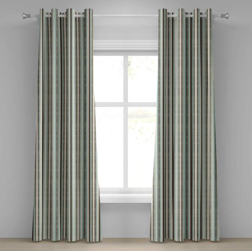 Paire de rideaux décoratifs à rayures aspect vintage 280 x 245 cm