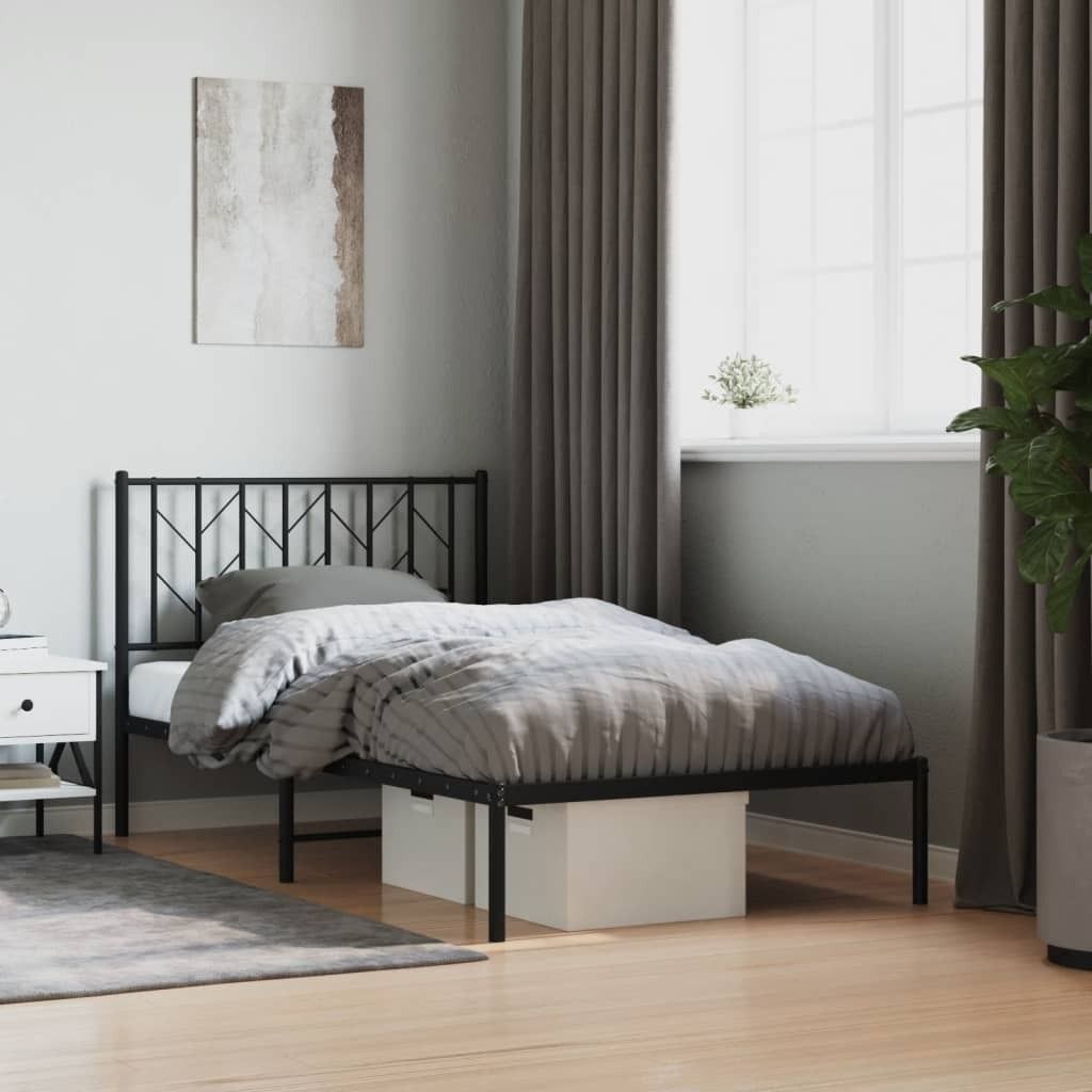 Maison Exclusive - Bettgestell mit Kopfteil Metall Schwarz 100x200 cm