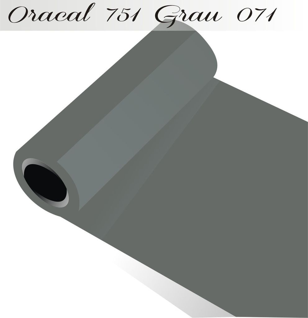 Oracal 751 - Orafol Folie 5m (Laufmeter) freie Farbwahl 118 glänzende Farben - glanz in 4 Größen, 63 cm Folienhöhe grau - 071