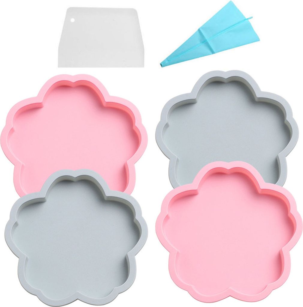Set Mit 4 Silikon-Kuchenbackformen,18cm Schichtkuchenformen Zum Backen Zu Hause, Regenbogen-Kuchenformen Für Geburtstagsfeier, Jubiläum (Kirschbl...