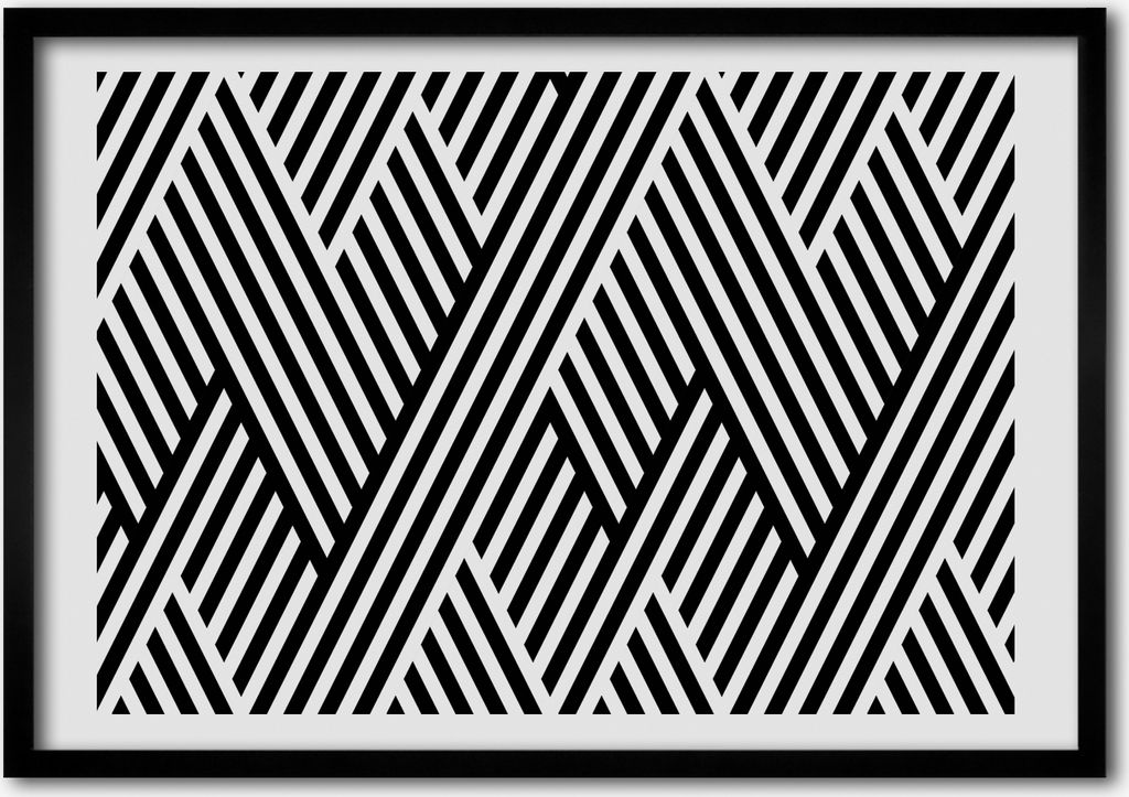 Bild - Bilderrahmen - 100 cm x 70 cm - MDF - Rahmen - Foto - Wandkunst geometrischer Hintergrund