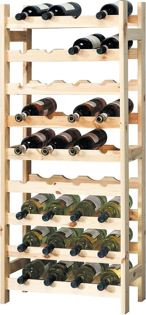 Étagère à vin robuste 36 bouteilles en bois de pin massif 120x51cm