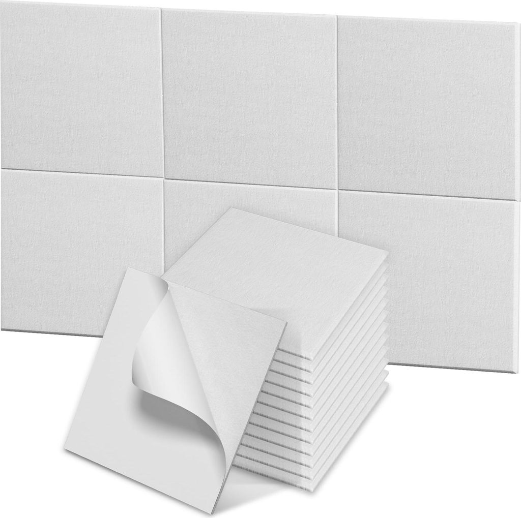 JOIEYOU 12 Stück Flaches Selbstklebend Akustikpaneele 30x30cm Schalldämmung Polyesterfaser Schallschutz Wandpaneele Akustikplatten Akustische Wan...