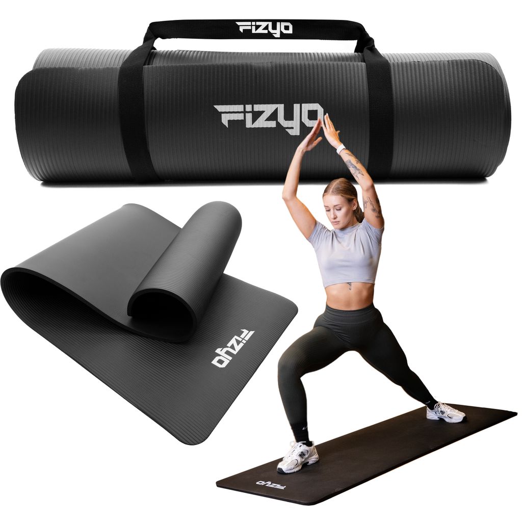 Fizyo Yogamatte Gymnastikmatte Fitnessmatte Trainingsmatte – Isomatte rutschfest, NBR-Schaum, für Yoga, Fitness & Entspannung, 190x60x1 cm (Schw...