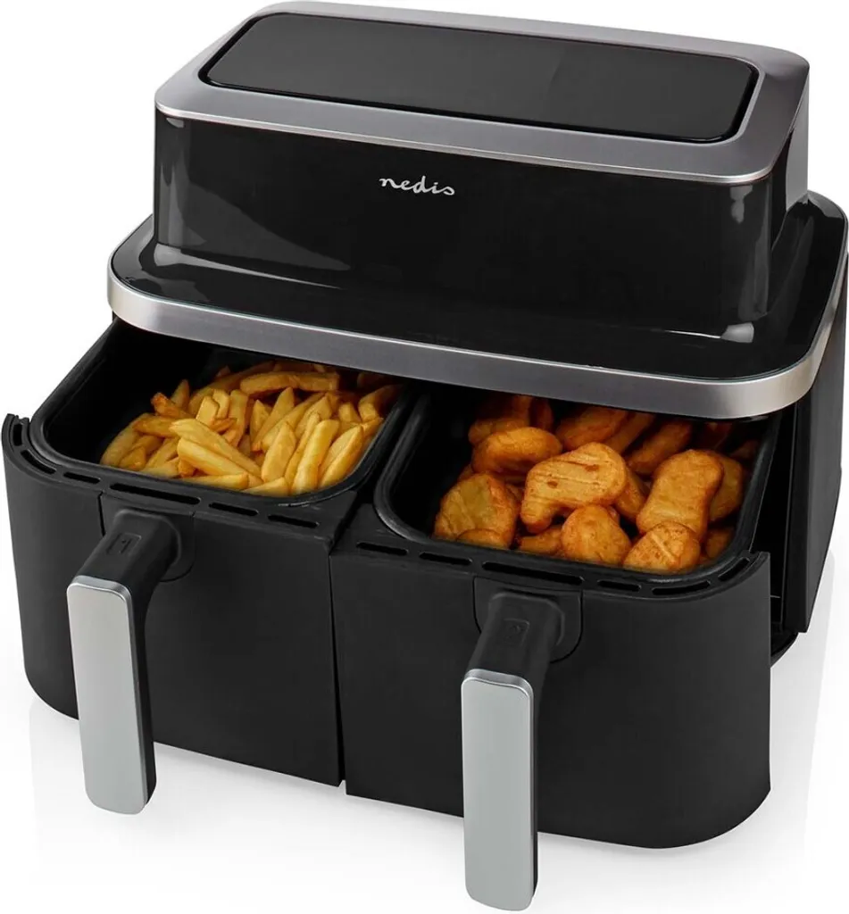 Friteuse Air Chaud Nedis 2600W Double Compartiment KAAF320BK
