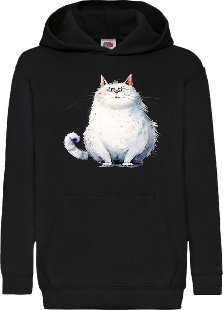 Kinder Kapuzenpullover Funny Cats Breeds Fat Cat Cat, 12-13 Jahr - 152 / Schwarz