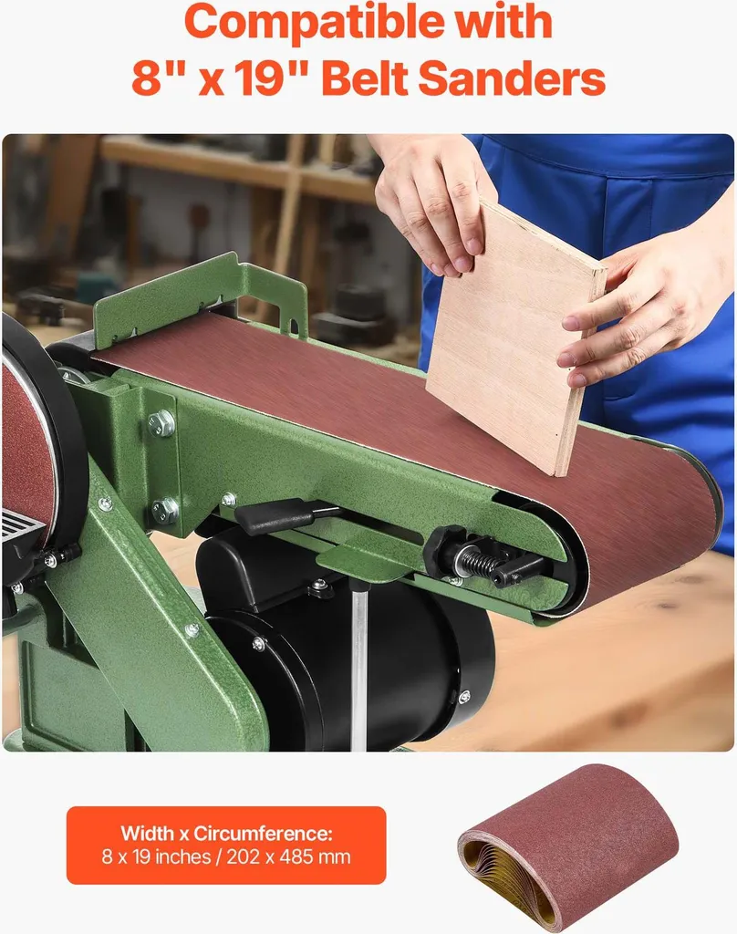 SucceBuy nastri abrasivi 202 x 485 mm, carta abrasiva per levigatrice a nastro, 12 pezzi con grana 80, nastro abrasivo in tessuto in ossido di alluminio, adatto per lavori di falegnameria, acciaio, alluminio e altri metalli - 3
