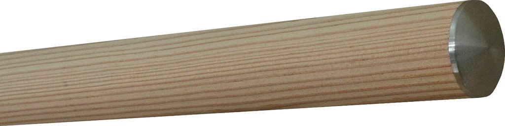 TIBU Lärche unbehandelt Handlauf Holz Ø 42 mm Geländer 0,3m - 5m, Länge 4,2 m und Enden leicht gewölbte Edelstahlkappe ohne Halter
