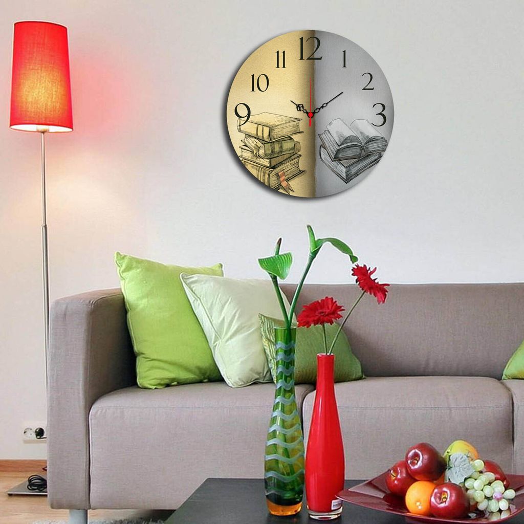 Opviq, Ms- HMA3137, Bunt, Wanduhren, 40 cm, 100% MDF (Dicke: 5 mm)