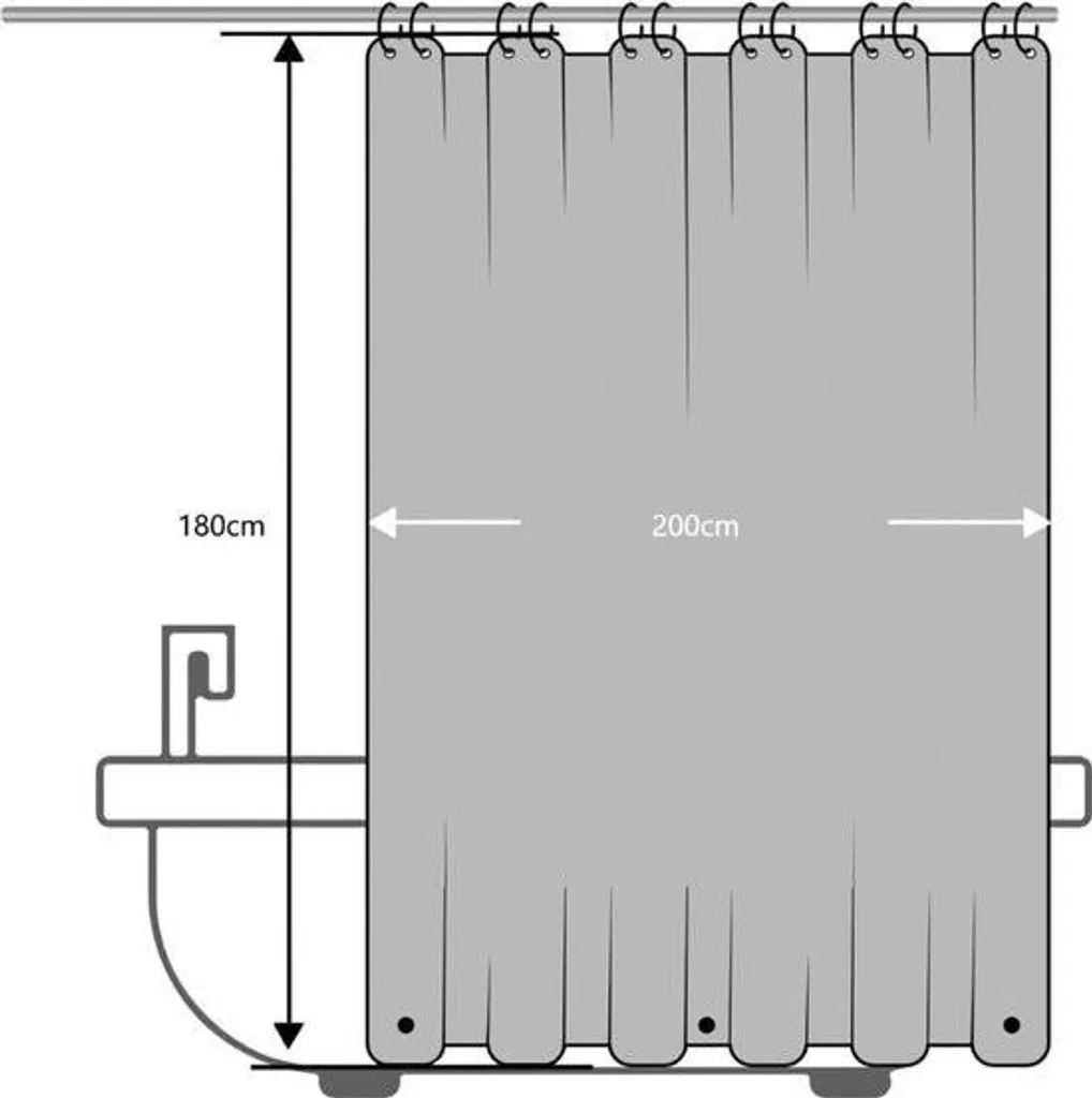Rideau de salle de bain lavable avec 12 anneaux de fixation