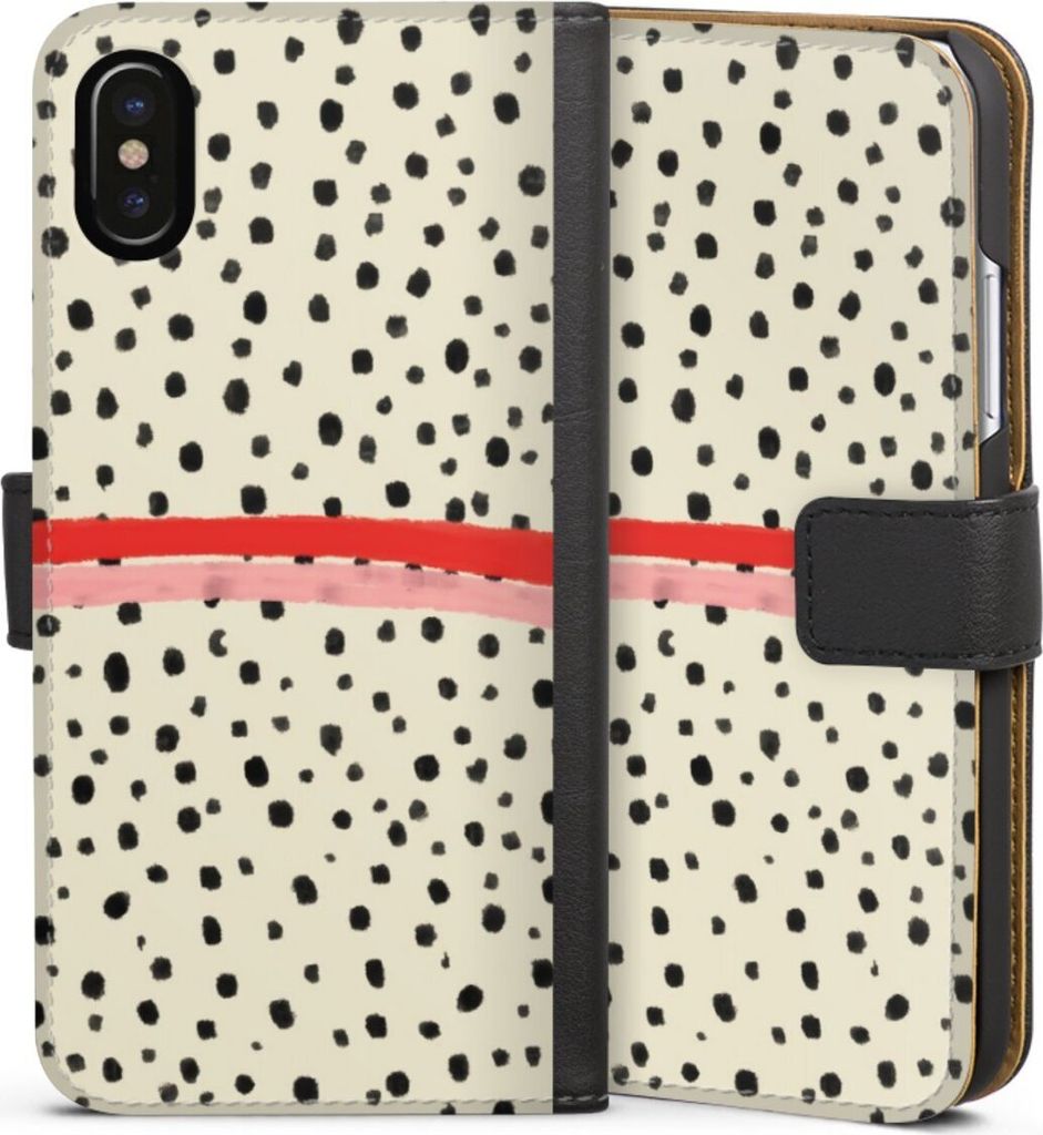 DeinDesign Klapphülle für Apple iPhone X Handytasche Lederhülle Tasche Kunst Punkte Streifen