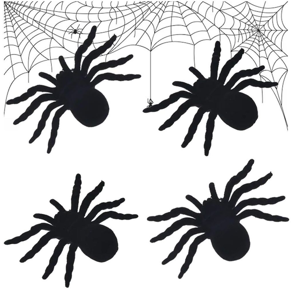 Halloween Spinne 4 Stück große gruselige Dekoration Produktbild 
