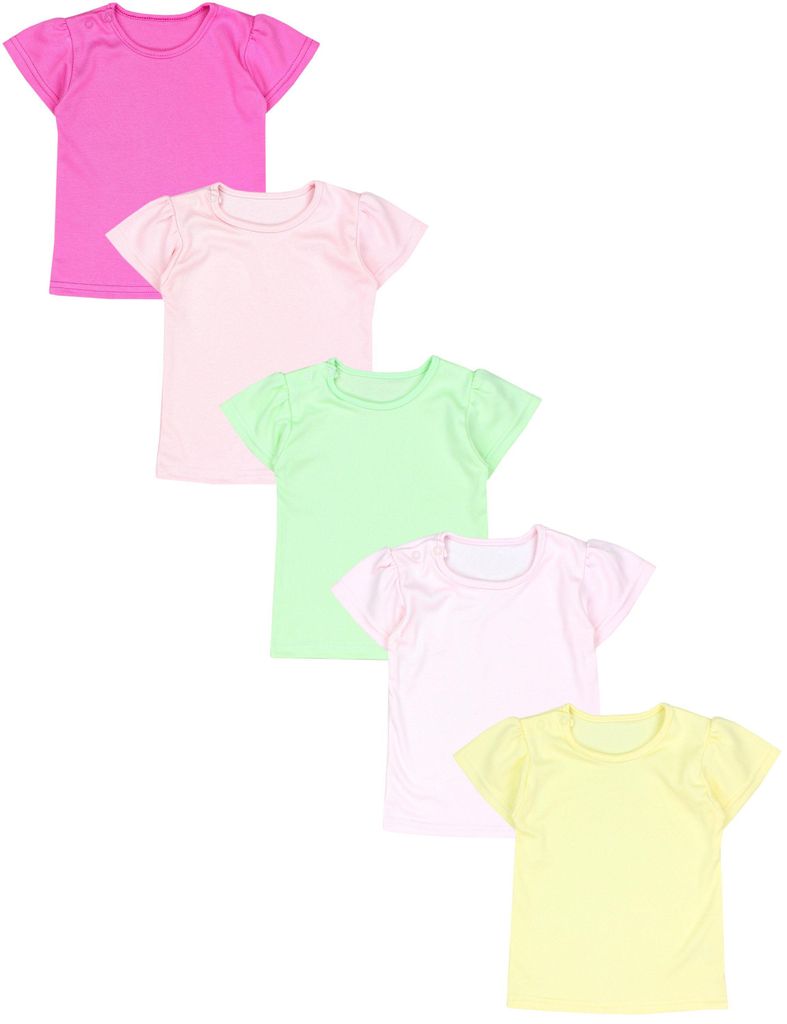 TupTam Baby Mädchen Kurzarm T-Shirt Gemustert Bunt 5er Set, Farbe: Mehrfarbig 3, Größe: 92