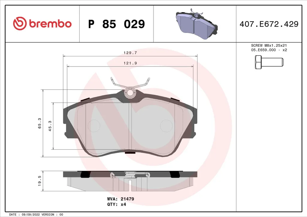 Plaquettes Brembo P 85 029 Hautes Performances pour Freinage VW T4 OE