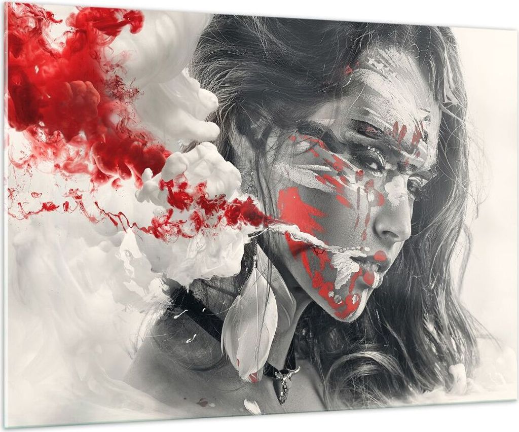 Bilder auf glas - Frau Gesicht Kunst - 100x70cm - Glasbilder - Wandbilder - Kunstdruck - zum Aufhängen bereit - Wanddekoration aus Glas - Glas Bil...