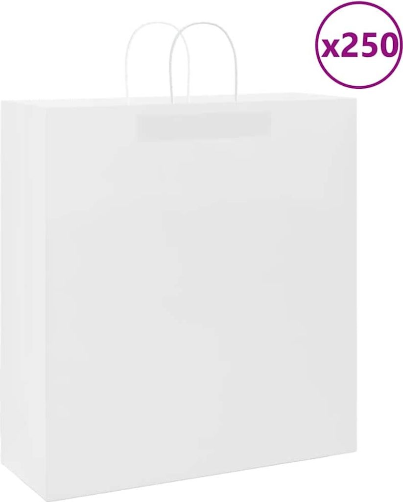 "2026 Promotion" Papiertragetaschen 250 Stk. - Hohe Qualität - mit Henkeln Weiß 45x17x48 cm - Papiertüten CC25341