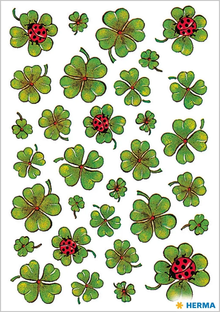 HERMA 5438 Sticker Decorativi Trifoglio e Coccinella - Set 3 Fogli