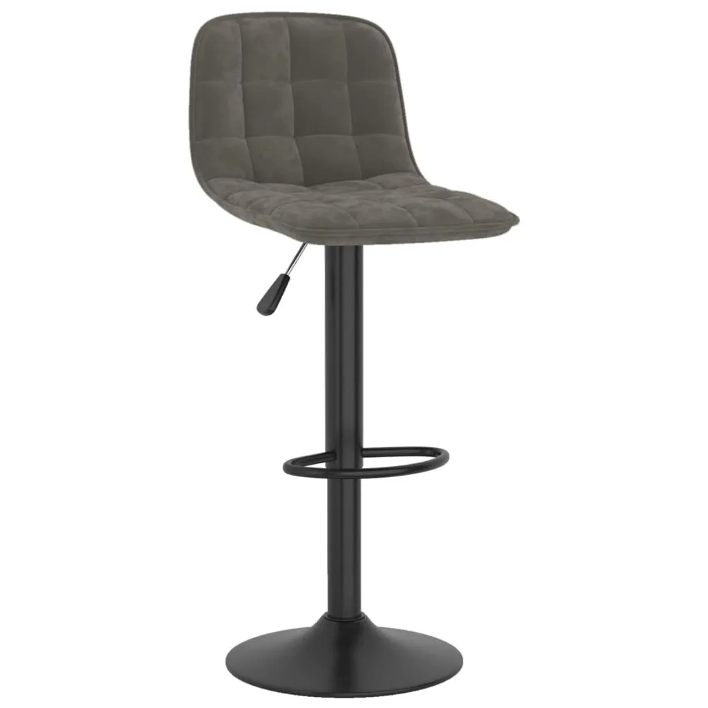 Sgabello da Bar in Velluto Grigio Scuro: Eleganza Artigianale e Comfort